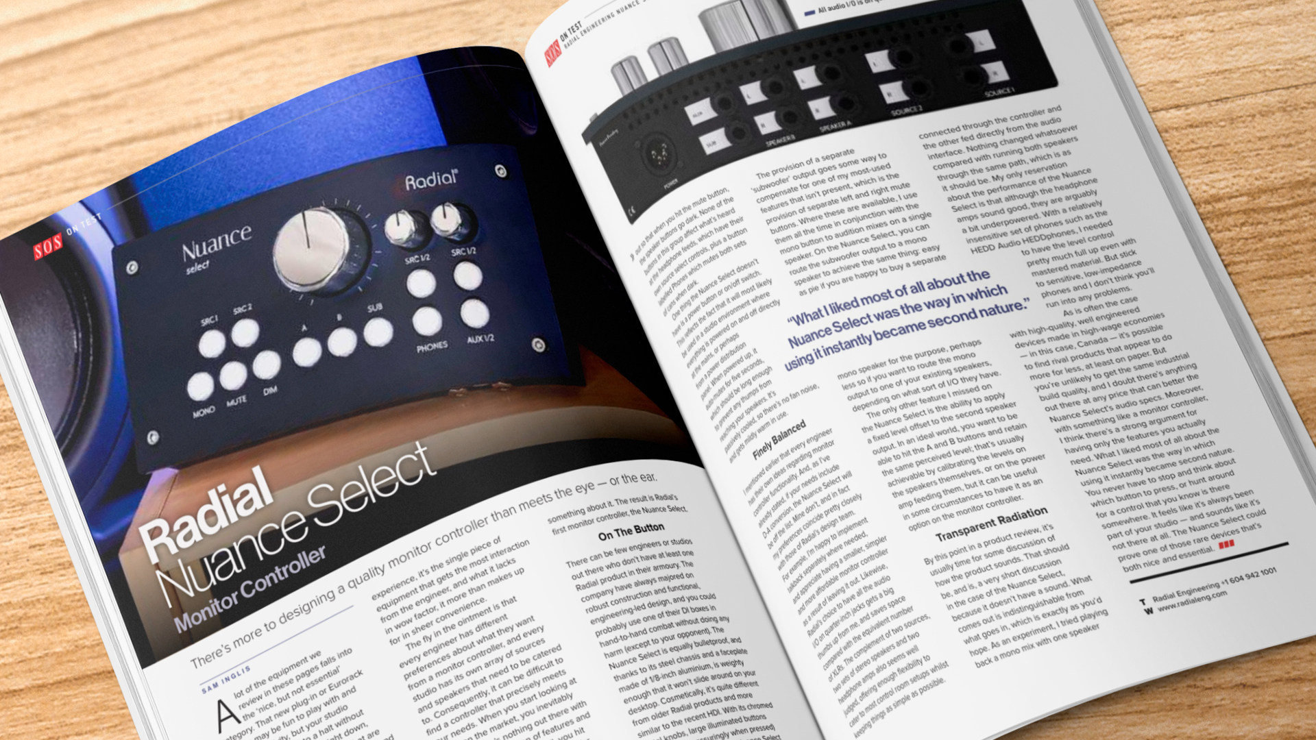 SOS Magazine Reviews the Nuance Select - Radial Engineering